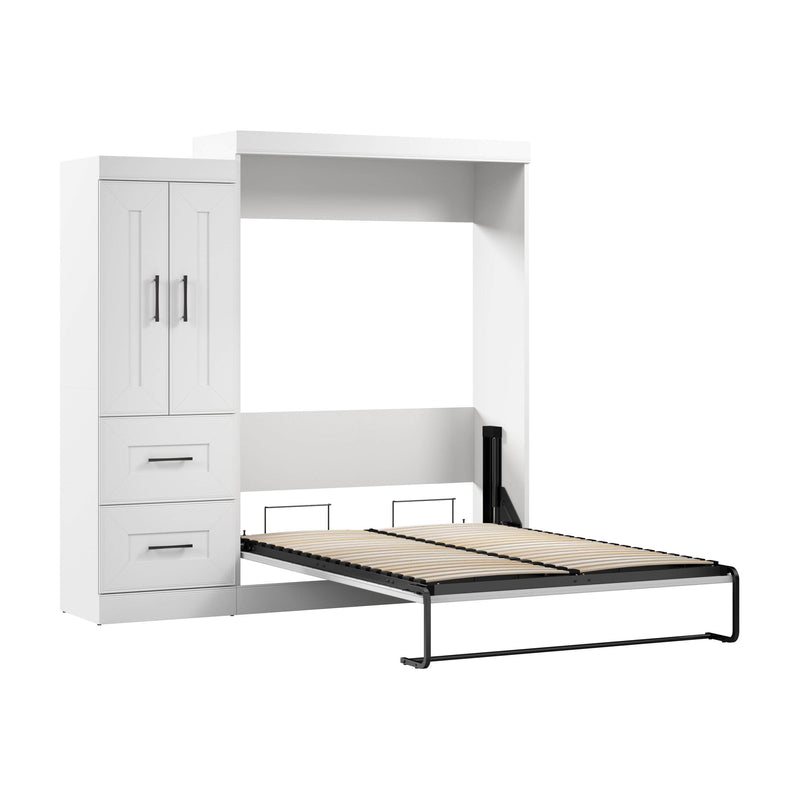Modubox Murphy Wall Bed Edge Full Murphy Wall Bed with Wardrobe in White
