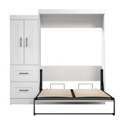 Modubox Murphy Wall Bed Edge Full Murphy Wall Bed with Wardrobe in White