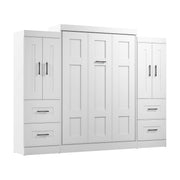 Modubox Murphy Wall Bed Edge Full Murphy Wall Bed with Wardrobes in White