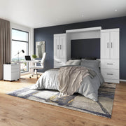 Modubox Murphy Wall Bed Edge Full Murphy Wall Bed with Wardrobes in White