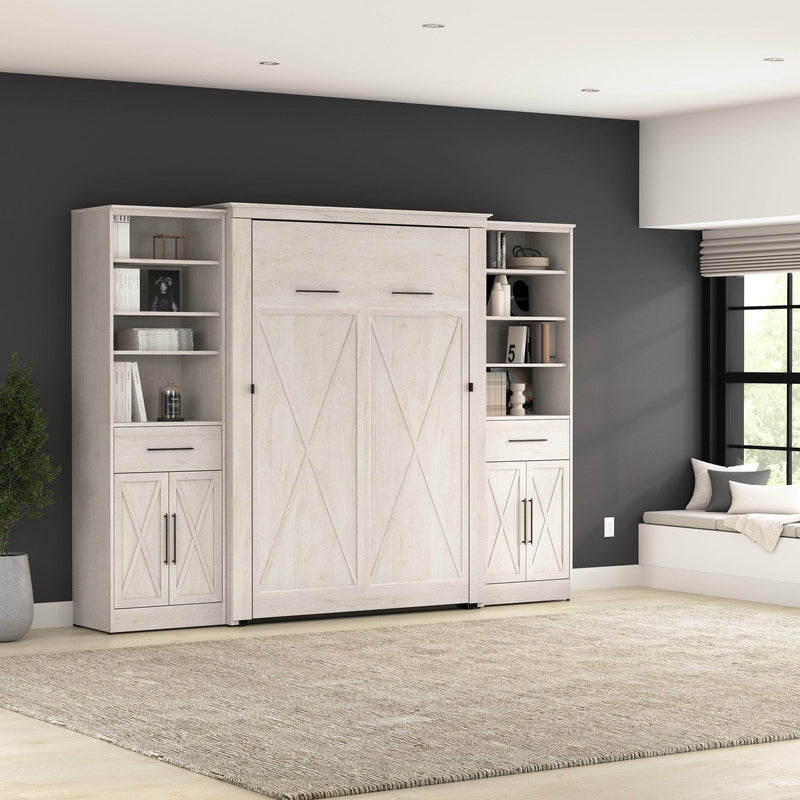 Modubox Murphy Wall Bed Key West 111W Full Murphy Wall Bed and Closet Organizers with Doors and Drawers - Available in 2 Colours