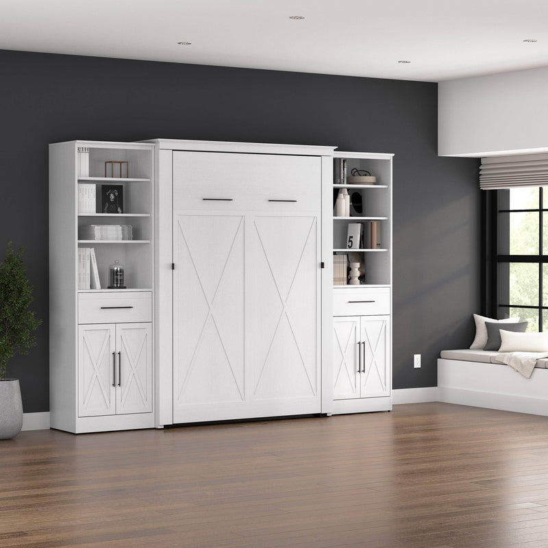 Modubox Murphy Wall Bed Key West 111W Full Murphy Wall Bed and Closet Organizers with Doors and Drawers - Available in 2 Colours