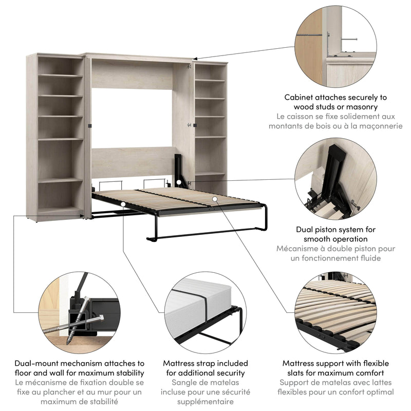 Modubox Murphy Wall Bed Key West 111W Full Murphy Wall Bed with Closet Organizers - Available in 2 Colours