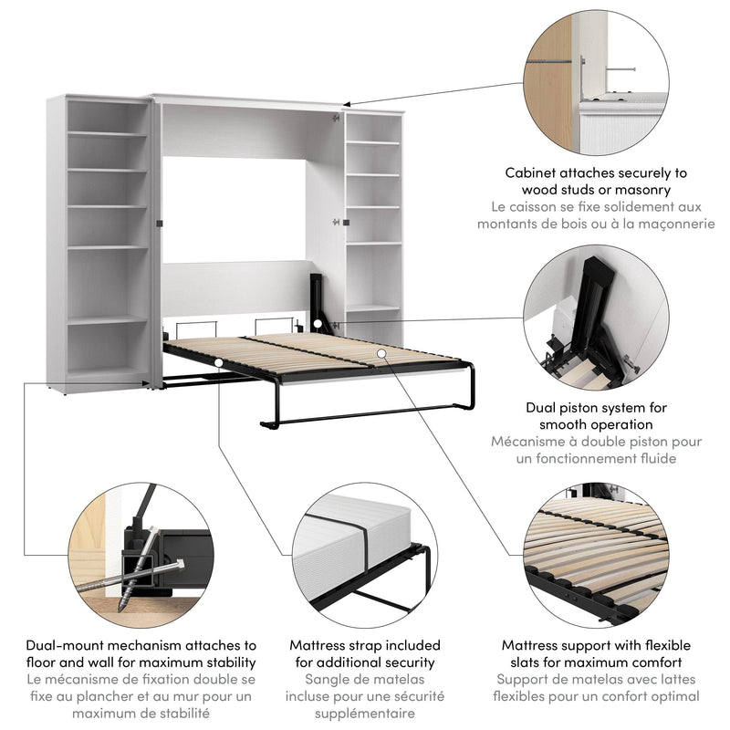Modubox Murphy Wall Bed Key West 111W Full Murphy Wall Bed with Closet Organizers - Available in 2 Colours