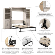 Modubox Murphy Wall Bed Key West 117W Queen Murphy Wall Bed and Closet Organizers with Doors and Drawers - Available in 2 Colours