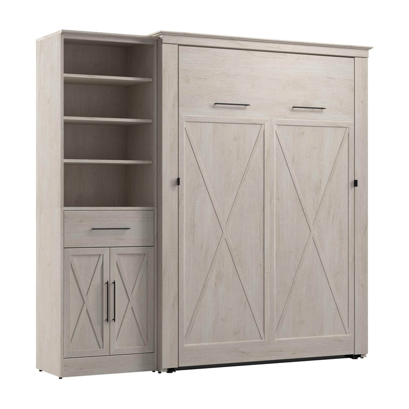 Modubox Murphy Wall Bed Key West 87W Full Murphy Wall Bed and Closet Organizer with Drawer and Doors - Available in 2 Colours