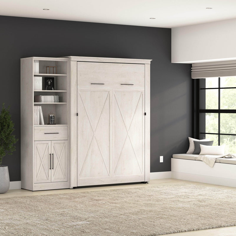 Modubox Murphy Wall Bed Key West 87W Full Murphy Wall Bed and Closet Organizer with Drawer and Doors - Available in 2 Colours