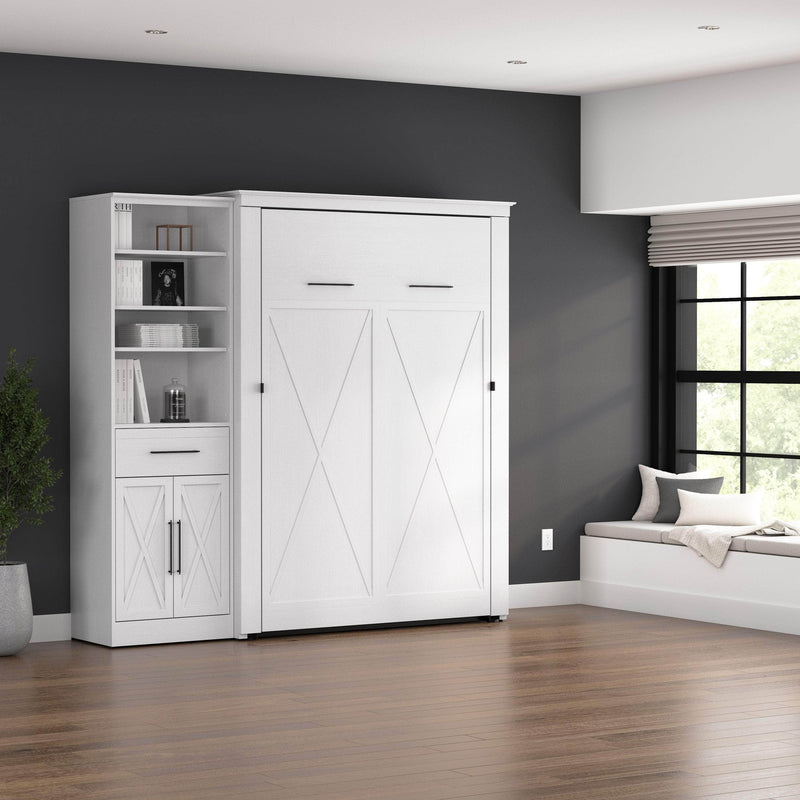Modubox Murphy Wall Bed Key West 87W Full Murphy Wall Bed and Closet Organizer with Drawer and Doors - Available in 2 Colours