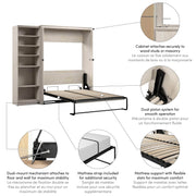 Modubox Murphy Wall Bed Key West 87W Full Murphy Wall Bed with Closet Organizer - Available in 2 Colours