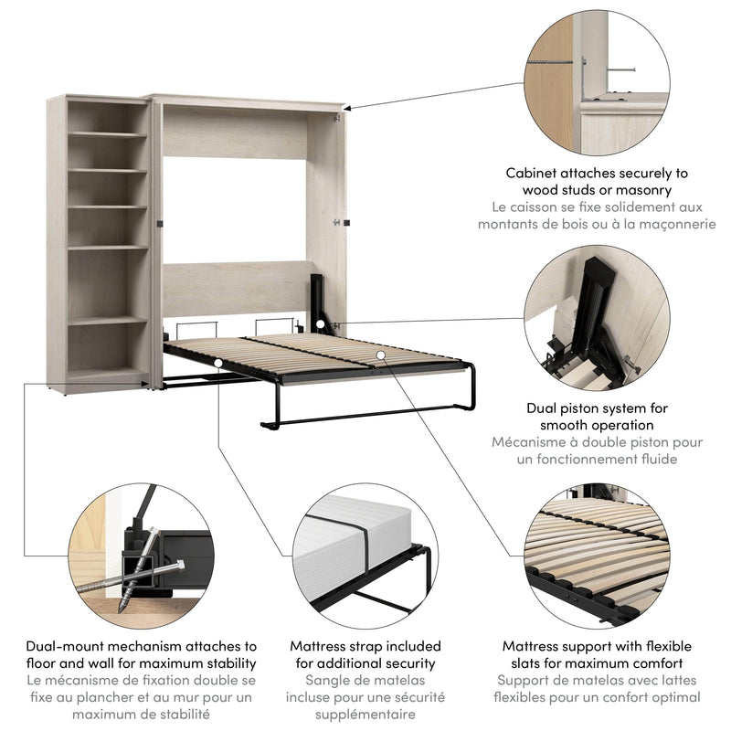 Modubox Murphy Wall Bed Key West 87W Full Murphy Wall Bed with Closet Organizer - Available in 2 Colours