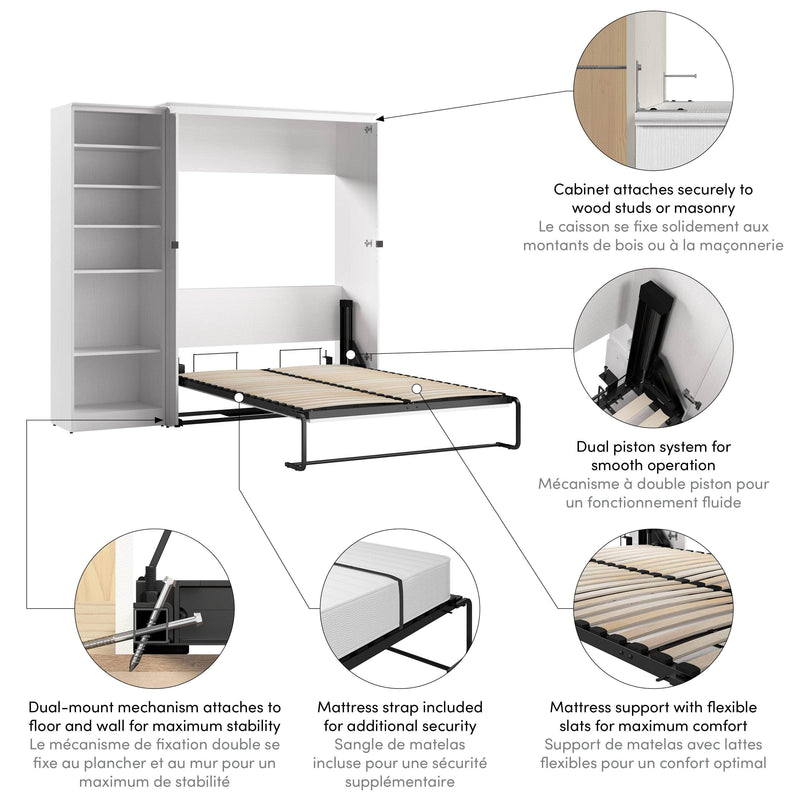 Modubox Murphy Wall Bed Key West 87W Full Murphy Wall Bed with Closet Organizer - Available in 2 Colours
