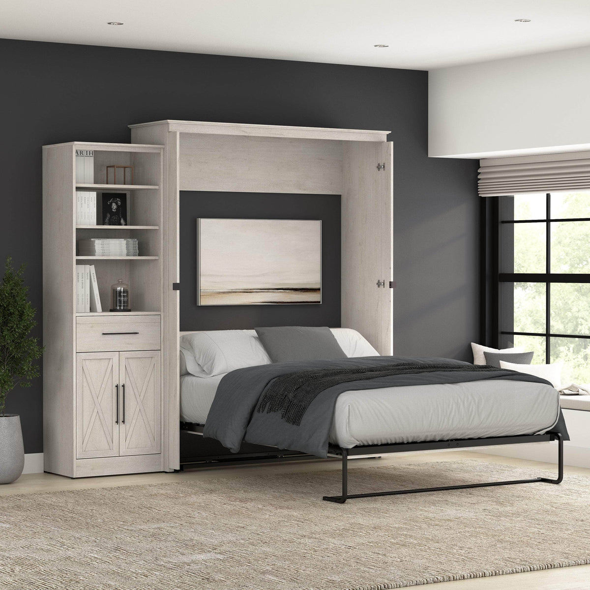 Modubox Key West 93W Queen Murphy Wall Bed and Closet Organizer with ...