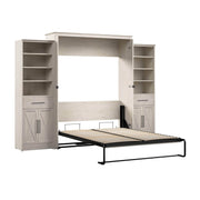 Modubox Murphy Wall Bed Linen White Oak Key West 117W Queen Murphy Wall Bed and Closet Organizers with Doors and Drawers - Available in 2 Colours