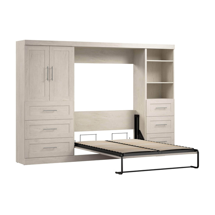 Modubox Murphy Wall Bed Linen White Oak Pur Full Murphy Wall Bed and 2 Storage Units with Drawers (120”) - Available in 5 Colours