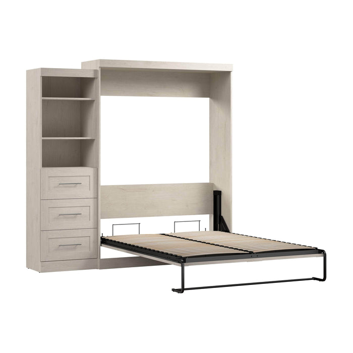 Modubox Murphy Wall Bed Linen White Oak Pur Queen Murphy Wall Bed and Storage Unit with Drawers (90W) - Available in 7 Colours