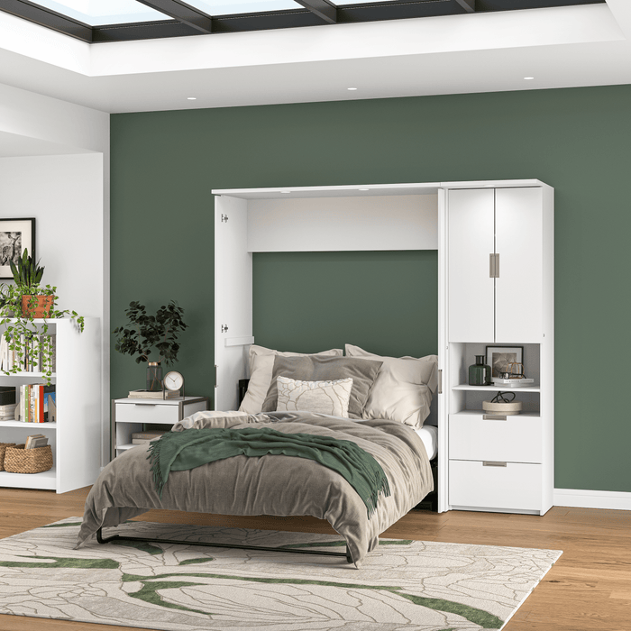 Modubox Murphy Wall Bed Lumina Full Murphy Wall Bed with Desk and 1 Storage Unit (83”) - Available in 2 Colours