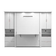 Modubox Murphy Wall Bed Lumina Full Murphy Wall Bed with Desk and 2 Storage Units (107”) - Available in 2 Colours