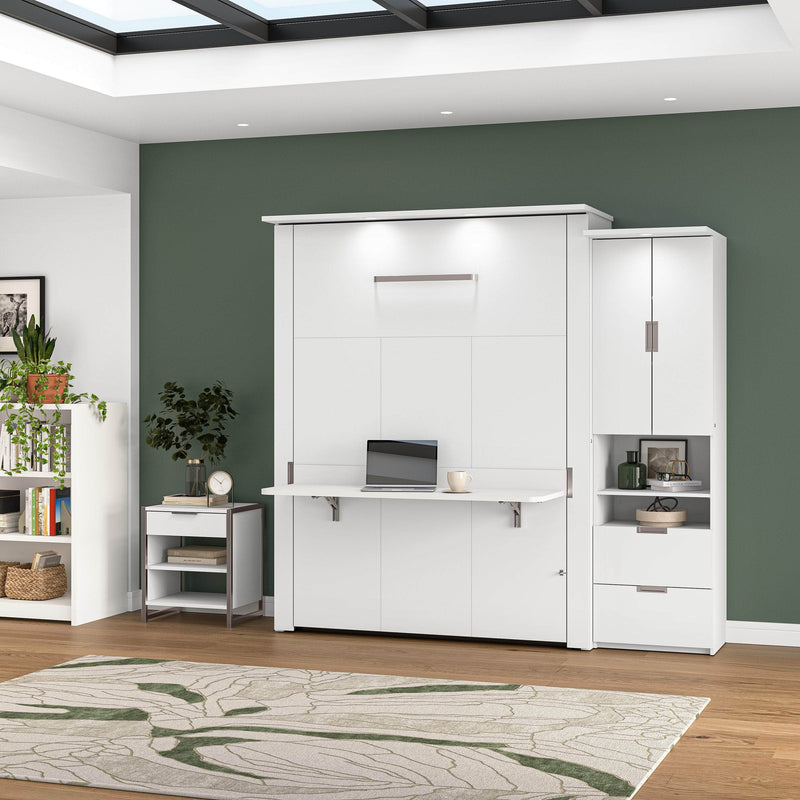 Modubox Murphy Wall Bed Lumina Queen Murphy Bed with Desk and 1 Storage Unit - Available in 2 Colours