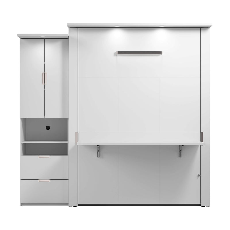 Modubox Murphy Wall Bed Lumina Queen Murphy Bed with Desk and 1 Storage Unit - Available in 2 Colours