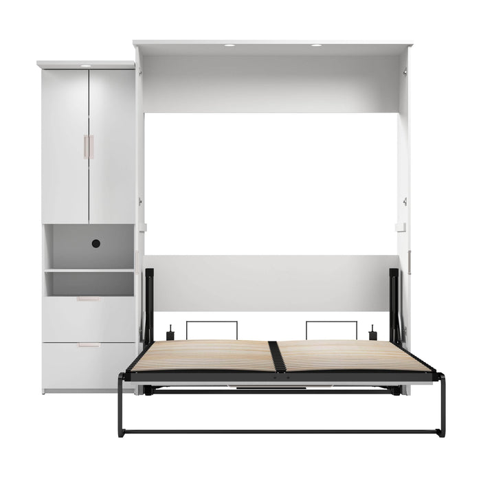 Modubox Murphy Wall Bed Lumina Queen Murphy Bed with Desk and 1 Storage Unit - Available in 2 Colours