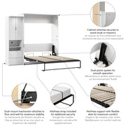 Modubox Murphy Wall Bed Lumina Queen Murphy Bed with Desk and 1 Storage Unit - Available in 2 Colours