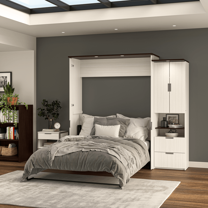 Modubox Murphy Wall Bed Lumina Queen Murphy Wall Bed and 1 Storage Unit (89”) - Available in 2 Colours