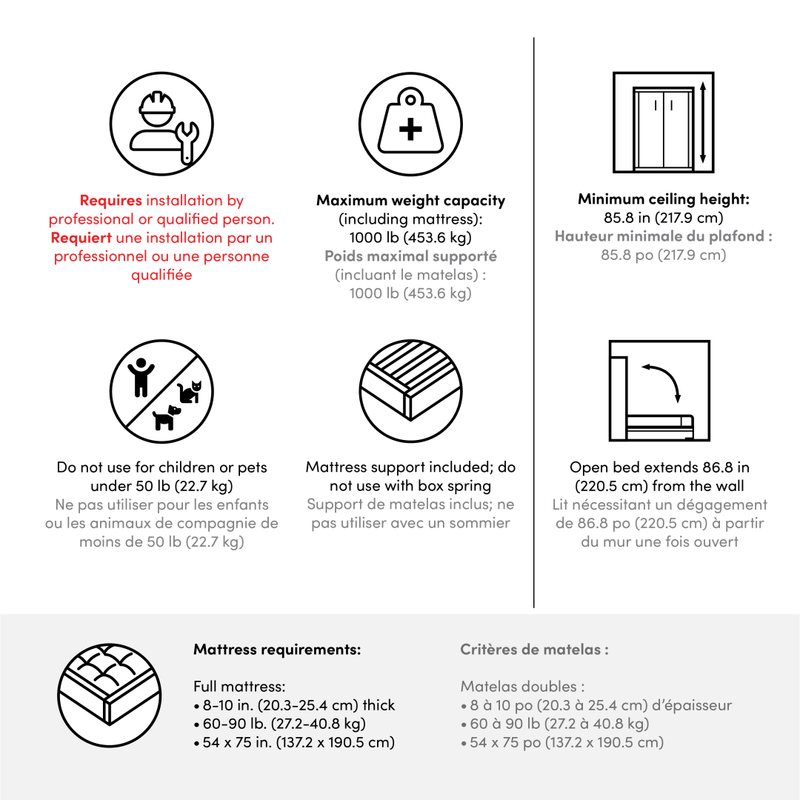 Modubox Murphy Wall Bed Nebula Full Murphy Wall Bed (59") - Available in 3 Colours