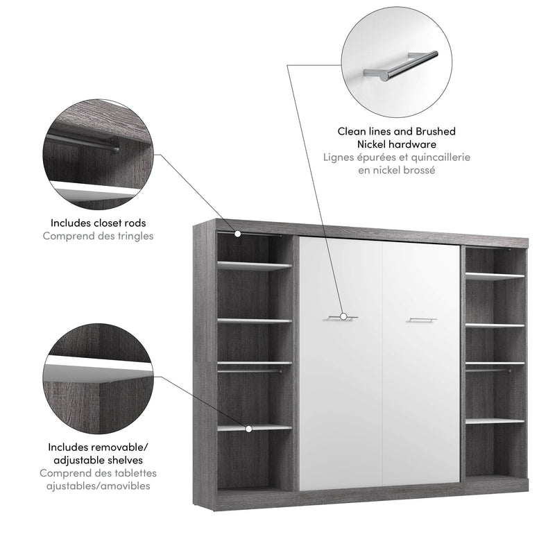 Modubox Murphy Wall Bed Nebula Full Murphy Wall Bed and 2 Closet Organizers - Available in 3 Colours