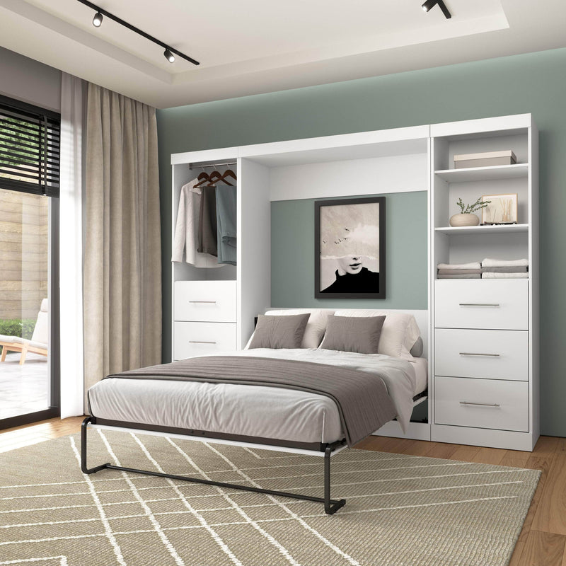 Modubox Murphy Wall Bed Nebula Full Murphy Wall Bed and 2 Closet Organizers with Drawers - Available in 3 Colours