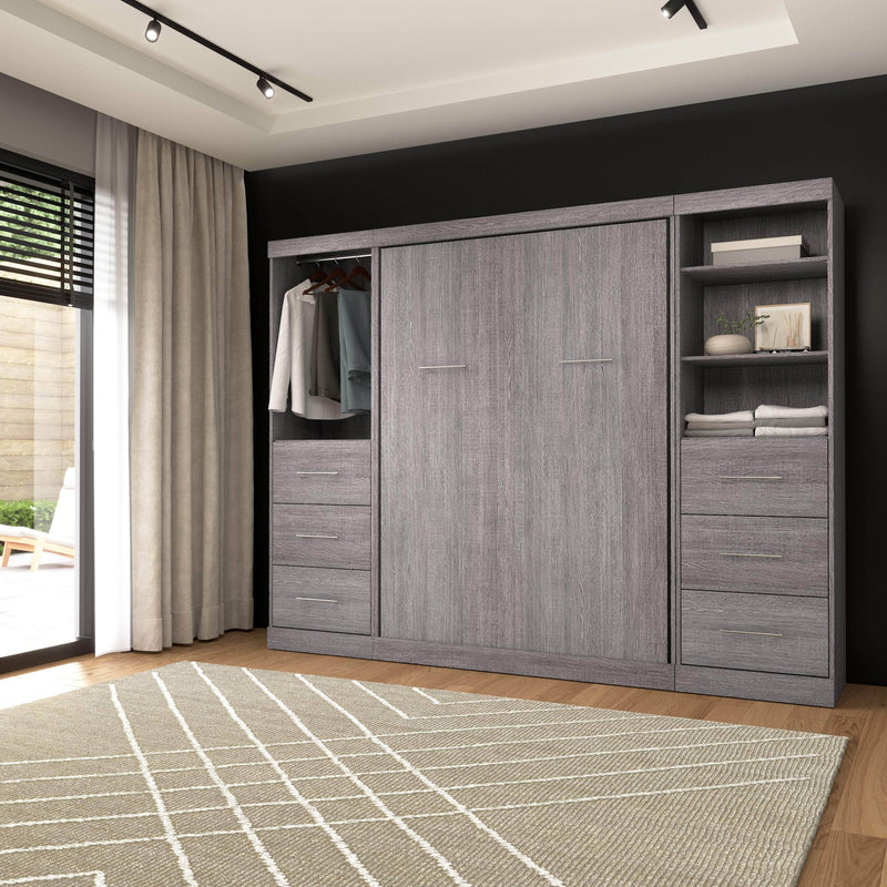 Modubox Murphy Wall Bed Nebula Full Murphy Wall Bed and 2 Closet Organizers with Drawers - Available in 3 Colours