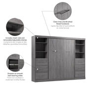 Modubox Murphy Wall Bed Nebula Full Murphy Wall Bed and 2 Closet Organizers with Drawers - Available in 3 Colours