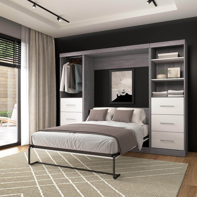 Modubox Murphy Wall Bed Nebula Full Murphy Wall Bed and 2 Closet Organizers with Drawers - Available in 3 Colours