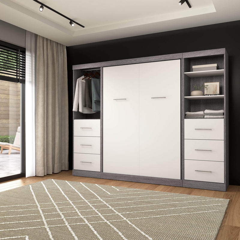 Modubox Murphy Wall Bed Nebula Full Murphy Wall Bed and 2 Closet Organizers with Drawers - Available in 3 Colours