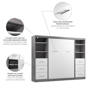 Modubox Murphy Wall Bed Nebula Full Murphy Wall Bed and 2 Closet Organizers with Drawers - Available in 3 Colours