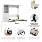 Modubox Murphy Wall Bed Nebula Full Murphy Wall Bed and Closet Organizer with Drawers - Available in 3 Colours