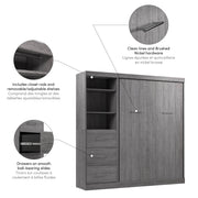 Modubox Murphy Wall Bed Nebula Full Murphy Wall Bed and Closet Organizer with Drawers - Available in 3 Colours
