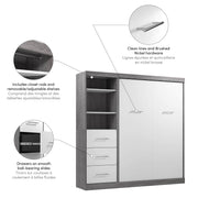 Modubox Murphy Wall Bed Nebula Full Murphy Wall Bed and Closet Organizer with Drawers - Available in 3 Colours