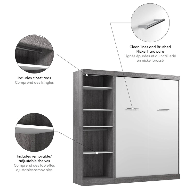 Modubox Murphy Wall Bed Nebula Full Murphy Wall Bed with Closet Organizer - Available in 3 Colours
