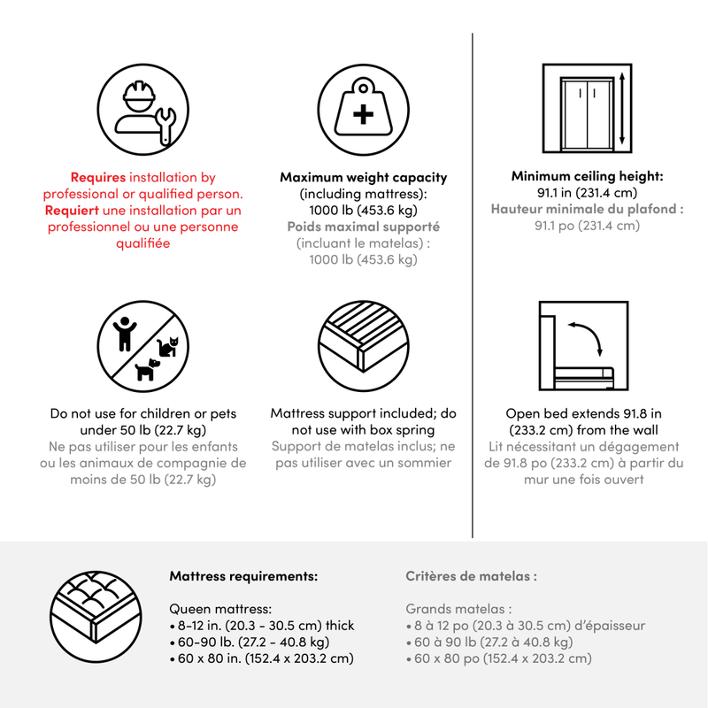 Modubox Murphy Wall Bed Nebula Queen Murphy Wall Bed (65") - Available in 3 Colours