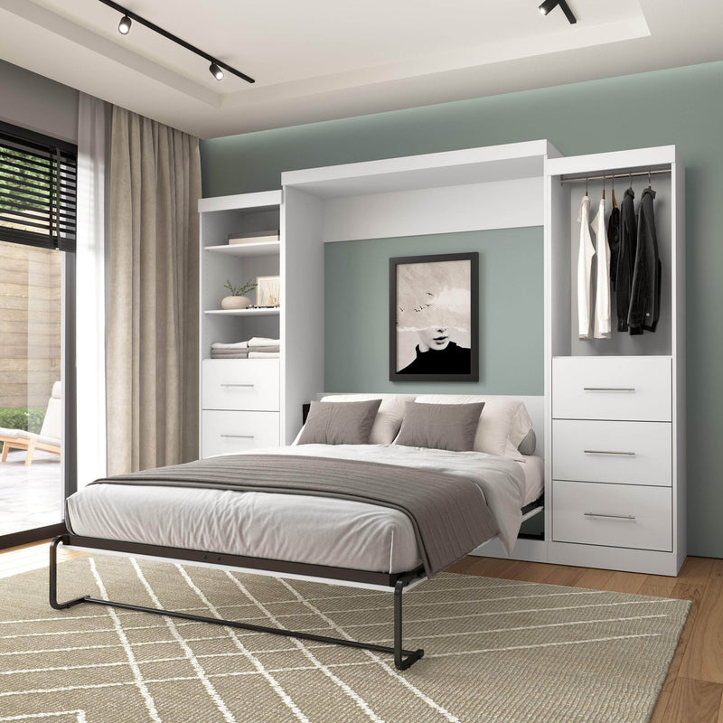 Modubox Murphy Wall Bed Nebula Queen Murphy Wall Bed and 2 Closet Organizers with Drawers - Available in 3 Colours
