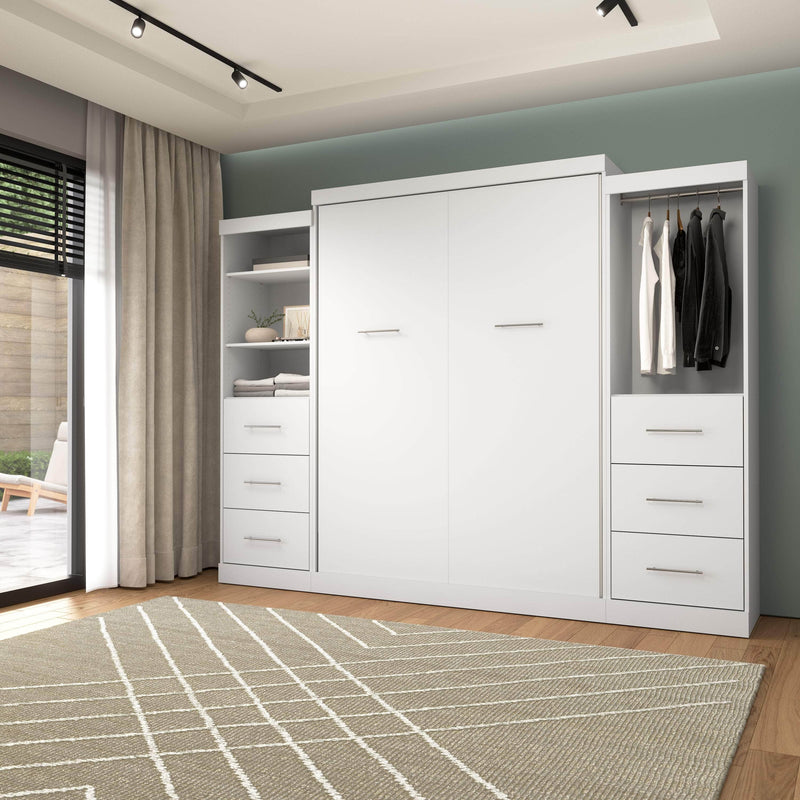 Modubox Murphy Wall Bed Nebula Queen Murphy Wall Bed and 2 Closet Organizers with Drawers - Available in 3 Colours