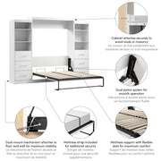 Modubox Murphy Wall Bed Nebula Queen Murphy Wall Bed and 2 Closet Organizers with Drawers - Available in 3 Colours