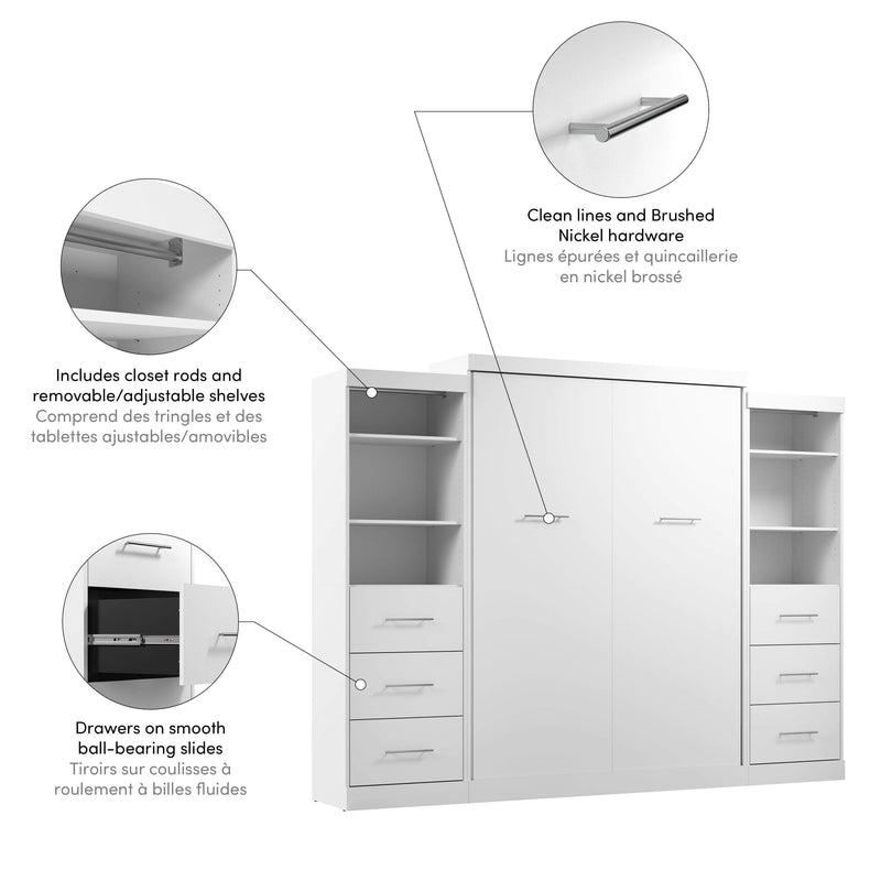 Modubox Murphy Wall Bed Nebula Queen Murphy Wall Bed and 2 Closet Organizers with Drawers - Available in 3 Colours