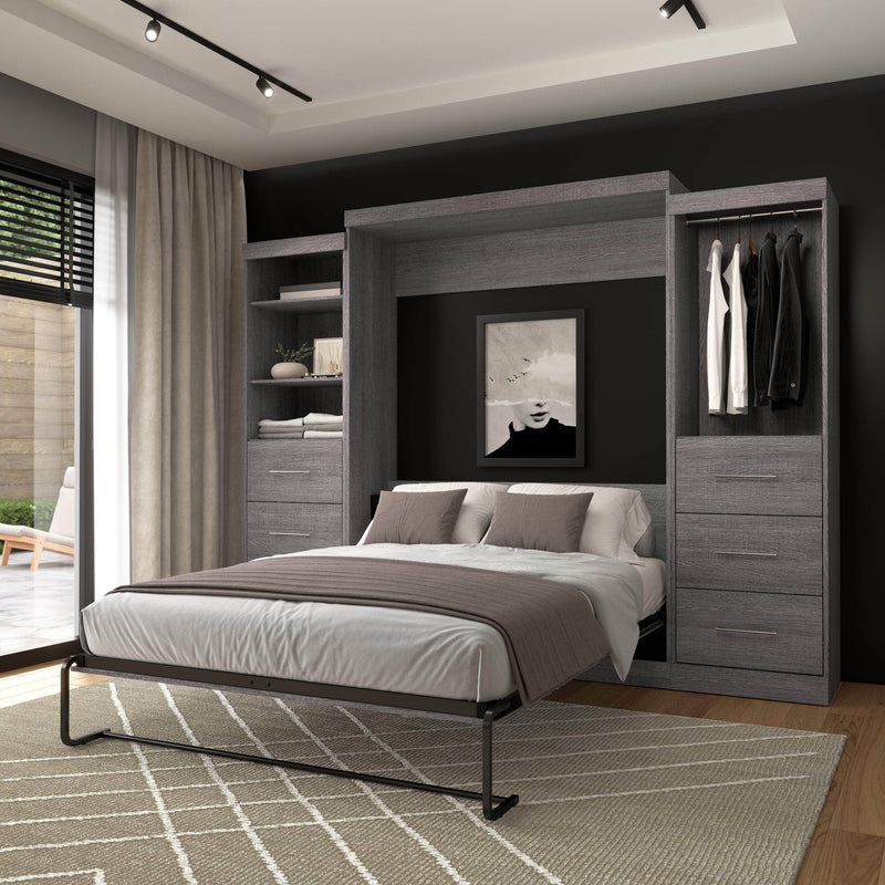 Modubox Murphy Wall Bed Nebula Queen Murphy Wall Bed and 2 Closet Organizers with Drawers - Available in 3 Colours