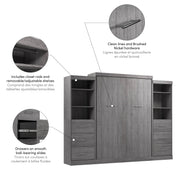 Modubox Murphy Wall Bed Nebula Queen Murphy Wall Bed and 2 Closet Organizers with Drawers - Available in 3 Colours