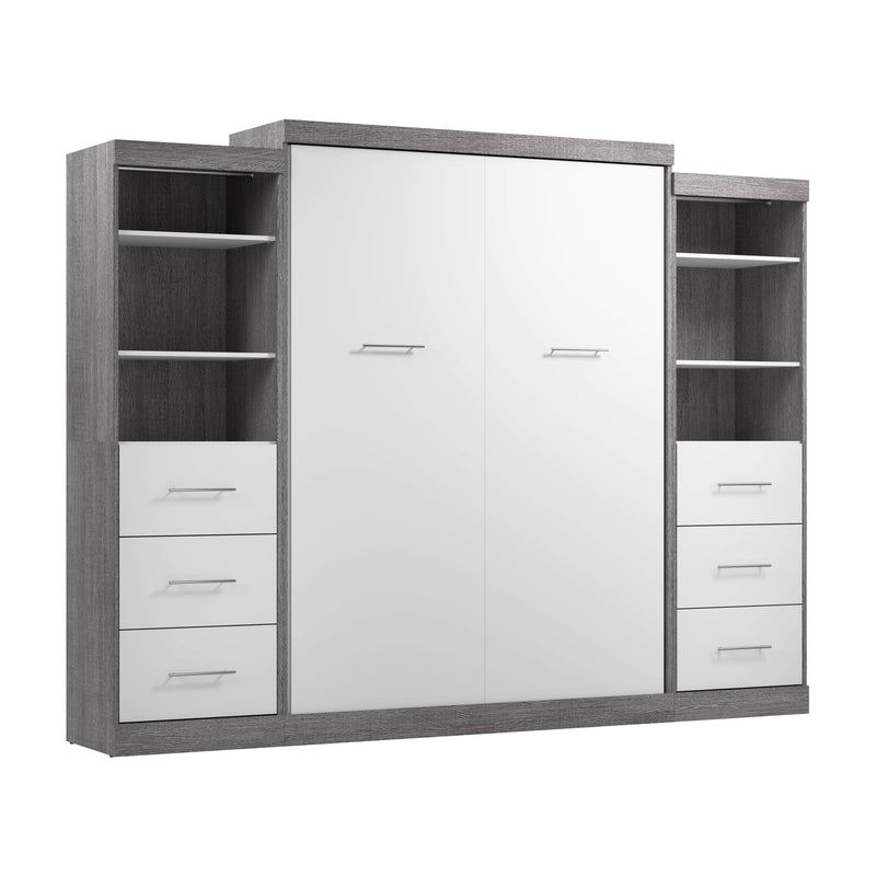 Modubox Murphy Wall Bed Nebula Queen Murphy Wall Bed and 2 Closet Organizers with Drawers - Available in 3 Colours