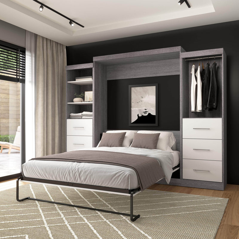 Modubox Murphy Wall Bed Nebula Queen Murphy Wall Bed and 2 Closet Organizers with Drawers - Available in 3 Colours