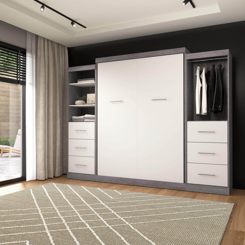 Modubox Murphy Wall Bed Nebula Queen Murphy Wall Bed and 2 Closet Organizers with Drawers - Available in 3 Colours