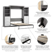 Modubox Murphy Wall Bed Nebula Queen Murphy Wall Bed and 2 Closet Organizers with Drawers - Available in 3 Colours