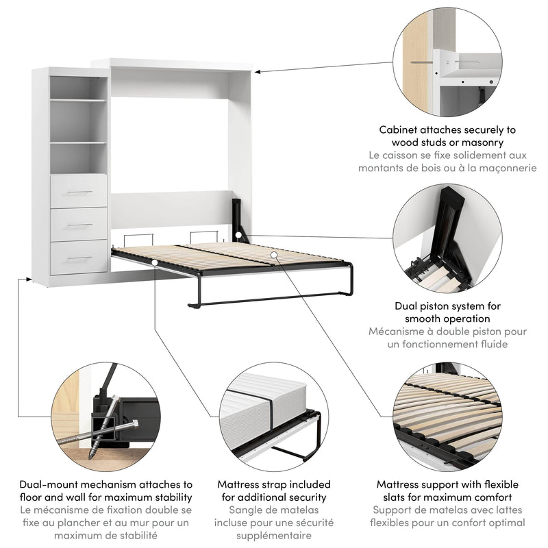 Modubox Murphy Wall Bed Nebula Queen Murphy Wall Bed and Closet Organizer with Drawers - Available in 3 Colours